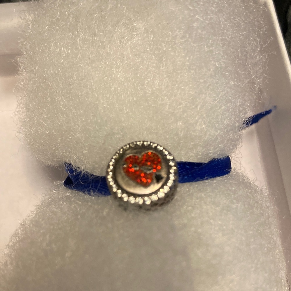 Pandora Blue Bracelet with Red Heart Charm